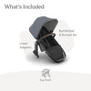 UPPAbaby RumbleSeat V3 second lower all-weather seat with magnetic buckle and adapters, compatible with Vista V2 and V3, in Declan color.