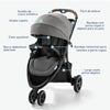 My Store Graco Outpace LX all-terrain 3-wheel baby stroller with one-hand fold, in-seat suspension, and rubber tires for smooth travel.