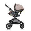 Evenflo Pivot Modular Travel System with LiteMax Preemie and Infant Car Seat in casual gray, featuring stroller and car seat components.