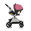 Evenflo Pivot Modular Travel System with LiteMax Preemie and Infant Car Seat in casual gray, featuring stroller and car seat components