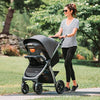 Chicco Bravo 3-in-1 travel system with quick-fold stroller, KeyFit 30 infant car seat, and base in Camden/Black color.