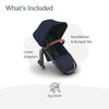 UPPAbaby RumbleSeat V3 second lower all-weather seat with magnetic buckle for Vista V2 and V3, in Declan Oat Mélange with silver frame