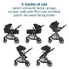 Maxi-Cosi Zelia Luxe 5-in-1 modular travel system with stroller and car seat, designed for versatile baby travel and convenience.