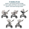Maxi-Cosi Zelia Luxe 5-in-1 modular travel system with stroller and car seat, black fabric and adjustable handlebar