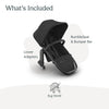 UPPAbaby RumbleSeat V3 second lower all-weather seat with magnetic buckle for Vista V2/V3 in Declan oat mélange and silver frame.