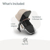 UPPAbaby RumbleSeat V3 second lower all-weather seat with magnetic buckle, compatible with Vista V2/V3, in Declan Oat Mélange with silver frame