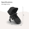 UPPAbaby RumbleSeat V3 all-weather second seat for Vista V2/V3 in Declan Oat Mélange with silver frame and chestnut leather, magnetic buckle