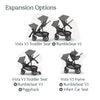 UPPAbaby RumbleSeat V3 second lower all-weather seat with magnetic buckle for Vista V2 and V3 strollers, in Declan Oat Mélange.