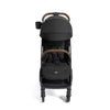 Joie Nutmeg compact stroller in shale color, lightweight with one-hand fold, designed for easy portability and smooth urban strolling.