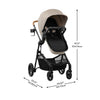 Evenflo Pivot NXT travel system with LiteMax NXT infant car seat in Latte Tan, stroller with adjustable handle and car seat base