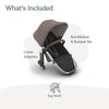 UPPAbaby RumbleSeat V3 second lower all-weather seat with magnetic buckle, compatible with Vista V2/V3, in Declan Oat Mélange with silver frame