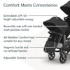 UPPAbaby RumbleSeat V3 second lower all-weather seat with magnetic buckle for Vista V2/V3 in Declan Oat Mélange with silver frame and Chestnut leather