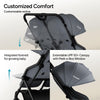 Mompush Lithe double stroller for newborn and toddler, lightweight side-by-side stroller with recline seats and UPF50+ canopy.