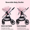 Lortsybab 2-in-1 baby stroller with beige frame, reversible seat, suitable for infants and toddlers 0-36 months, foldable design