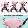 Lortsybab 2-in-1 baby stroller with beige reversible seat, foldable infant pram for newborns and toddlers aged 0-36 months.