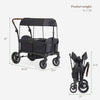 Evolur Trailblazer double stroller wagon in black with all-terrain wheels, 5-point harness, removable canopy, and spacious storage.