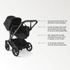 Bugaboo Donkey 6 single-to-double side-by-side all-terrain stroller in cocoa brown, suitable for newborns and toddlers, with adjustable seats.