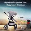 Lortsybab 2-in-1 baby stroller with reversible seat in beige, foldable infant pram suitable for newborns to 36 months old.