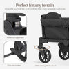 Evolur Trailblazer black double stroller wagon with removable canopy, all-terrain wheels, 5-point harness, and spacious storage for two kids.