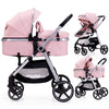 Lortsybab 2-in-1 baby stroller with beige frame, reversible seat, foldable design, suitable for infants and toddlers 0-36 months.