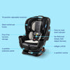 Graco Extend2Fit convertible baby car seat in Gotham color with adjustable extension panel for extra legroom, rear and forward facing.