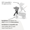 UPPAbaby RumbleSeat V3 second lower all-weather seat with magnetic buckle and adapters, in Declan Oat Mélange with silver frame.