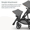 UPPAbaby RumbleSeat V3 second lower all-weather seat with magnetic buckle and adapters, compatible with Vista V2 and V3, in Declan color.