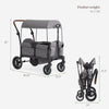 Evolur Trailblazer Double Wagon Stroller in black with all-terrain wheels, foldable canopy, 5-point harness, and spacious storage for two kids.