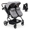 Lightweight double stroller for twins by My Store with reclining seats, adjustable canopy, 5-point harness, and high landscape design.