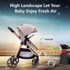 Lortsybab 2-in-1 baby stroller with beige frame, reversible seat, folding design, suitable for infants and toddlers 0-36 months