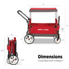 Red Radio Flyer wagon for kids with wheels, convertible stroller and rolling beach cart for toddlers ages 1 and up.