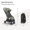 UPPAbaby Minu V3 travel stroller in Greyson color with charcoal frame and saddle leather, featuring compact design and one-hand fold.