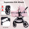 Lortsybab 2-in-1 beige baby stroller with reversible seat, foldable infant pram for newborns and toddlers 0-36 months.
