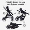 Lortsybab 2-in-1 baby stroller with beige frame, reversible seat, suitable for newborns and toddlers up to 36 months.