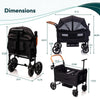 Lightweight foldable double wagon stroller for kids and cargo by My Store, with canopy, 5-point harness, adjustable handle, and cup holder.