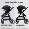 Lortsybab 2-in-1 baby stroller with reversible seat, beige folding infant pram for newborns and toddlers aged 0-36 months.