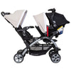Baby Trend Stormy infant and toddler double stroller with car seat, lightweight travel system, tandem design, portable and easy to maneuver.