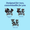 Graco DuoGlider lightweight double stroller with tandem seating in Glacier, suitable for two children, front and rear seats visible