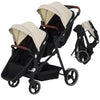 Double tandem stroller for newborn and toddler by My Store, foldable twin pushchair with reversible seats and adjustable canopies.