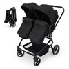 Lightweight double stroller for twins with reclining seats, adjustable canopy, 5-point harness, and high landscape design for infants and toddlers