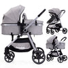 Lortsybab 2-in-1 baby stroller with beige frame, reversible seat, folding design, suitable for infants and toddlers 0-36 months.