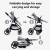 Lortsybab 2-in-1 baby stroller with beige reversible seat, foldable infant pram for newborns and toddlers aged 0-36 months.