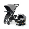 Chicco Bravo 3-in-1 travel system with quick-fold stroller, KeyFit 30 infant car seat, base, and stroller in Camden/Black color.