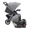 Chicco Bravo 3-in-1 travel system with quick-fold stroller, KeyFit 30 infant car seat, and base in Camden/Black color.