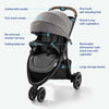 Graco Outpace LX all-terrain 3-wheel baby stroller with rubber tires, one-hand fold, travel system compatibility, and in-seat suspension.