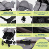 Lightweight double stroller for twins with reclining seats, adjustable canopy, 5-point harness, and high landscape design for infants and toddlers.