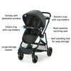 Gray Graco Modes Element travel system with stroller and infant car seat, featuring adjustable canopy and storage basket.