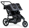 My Store BOB Gear Revolution Flex 3.0 Duallie jogging stroller in graphite black with adjustable handlebars and large tires.