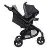 Baby Trend Passport cargo stroller with pink bamboo fabric and EZ-Lift Plus infant car seat, suitable for travel and everyday use.