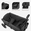 Evolur Trailblazer double stroller wagon in black with all-terrain wheels, foldable design, 5-point harness, removable canopy, and spacious storage.
